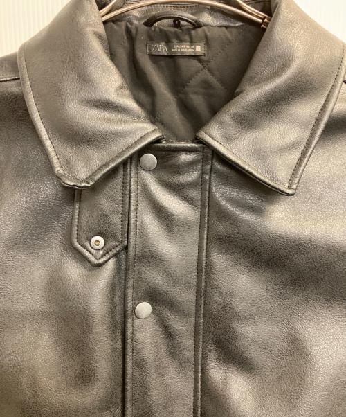 ZARA（ザラ）ZARA (ザラ) エコレザーボンバージャケット ブラック サイズ:Mの古着・服飾アイテム