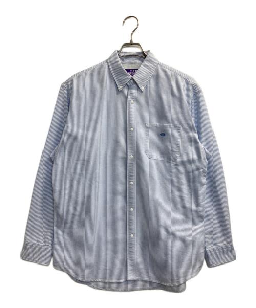 THE NORTHFACE PURPLELABEL（ザ・ノースフェイス パープルレーベル）THE NORTHFACE PURPLELABEL (ザ・ノースフェイス パープルレーベル) S/S Stripe OX B.D. Big H/S Shirt ブルー サイズ:Ｌの古着・服飾アイテム