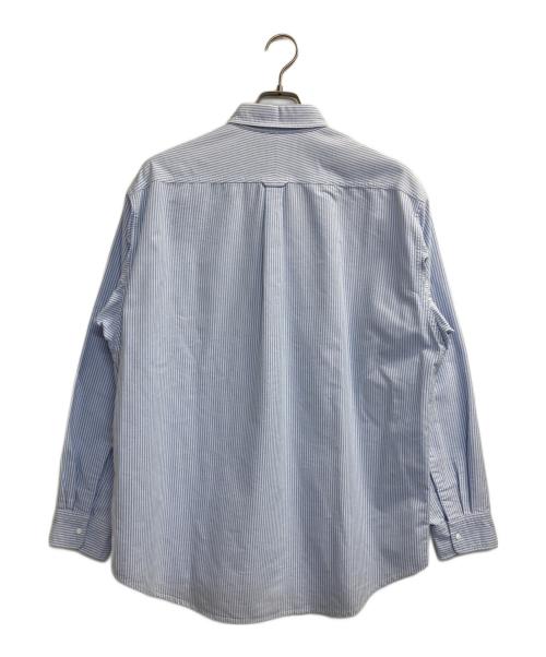 THE NORTHFACE PURPLELABEL（ザ・ノースフェイス パープルレーベル）THE NORTHFACE PURPLELABEL (ザ・ノースフェイス パープルレーベル) S/S Stripe OX B.D. Big H/S Shirt ブルー サイズ:Ｌの古着・服飾アイテム