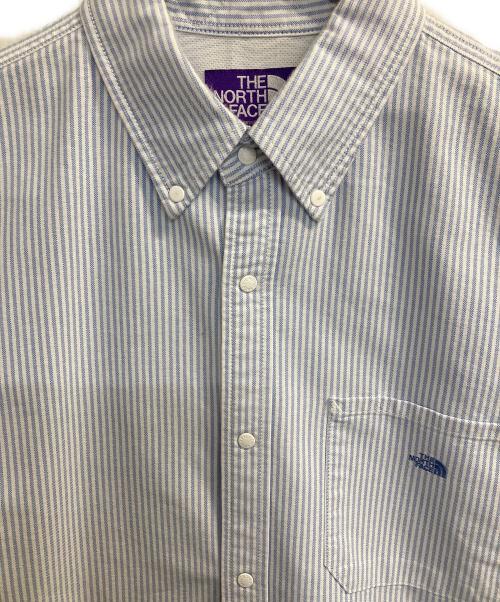 THE NORTHFACE PURPLELABEL（ザ・ノースフェイス パープルレーベル）THE NORTHFACE PURPLELABEL (ザ・ノースフェイス パープルレーベル) S/S Stripe OX B.D. Big H/S Shirt ブルー サイズ:Ｌの古着・服飾アイテム