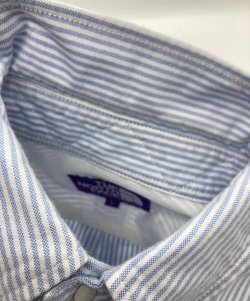 THE NORTHFACE PURPLELABEL（ザ・ノースフェイス パープルレーベル）THE NORTHFACE PURPLELABEL (ザ・ノースフェイス パープルレーベル) S/S Stripe OX B.D. Big H/S Shirt ブルー サイズ:Ｌの古着・服飾アイテム