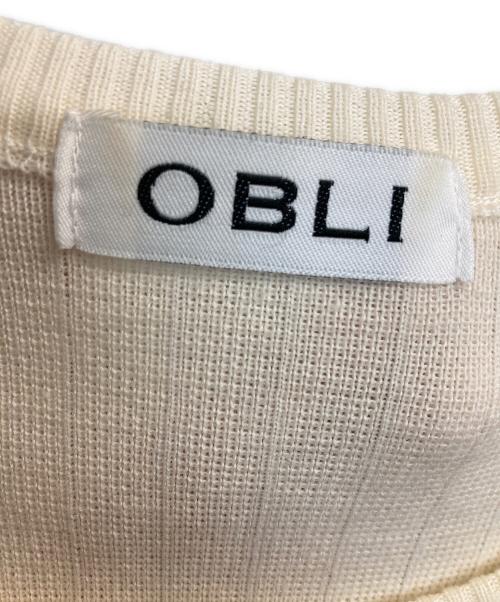 OBLI（オブリ）OBLI (オブリ) リップ刺繍リブウールニット アイボリー サイズ:-の古着・服飾アイテム