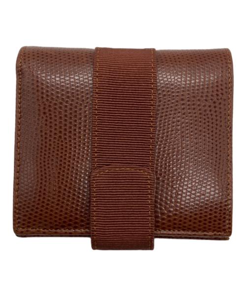 Salvatore Ferragamo（サルヴァトーレ フェラガモ）Salvatore Ferragamo (サルヴァトーレ フェラガモ) ヴァラリボンコンパクトウォレット ブラウンの古着・服飾アイテム