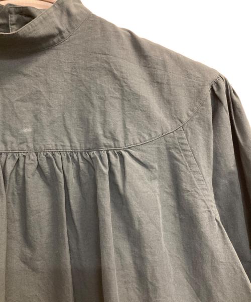 DANTON（ダントン）DANTON (ダントン) コットンリネンポプリン ギャザード ブラウス グリーン サイズ:36の古着・服飾アイテム