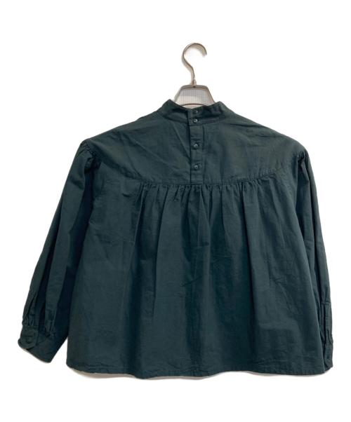 DANTON（ダントン）DANTON (ダントン) コットンリネンポプリン ギャザード ブラウス グリーン サイズ:36の古着・服飾アイテム