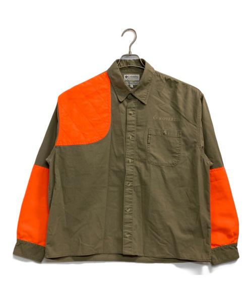 Columbia（コロンビア）Columbia (コロンビア) ハンティングシャツ オレンジ×カーキ サイズ:Ⅼの古着・服飾アイテム