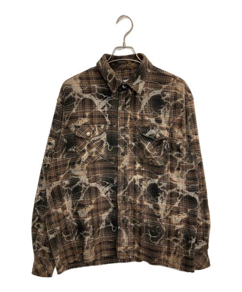 SUPPLIER（サプライヤー）SUPPLIER (サプライヤー) Cross Rhinestone Check Shirts ブラウン サイズ:Ｍの古着・服飾アイテム