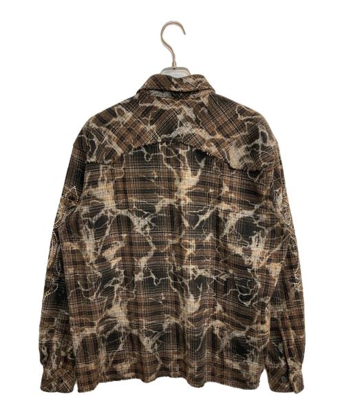SUPPLIER（サプライヤー）SUPPLIER (サプライヤー) Cross Rhinestone Check Shirts ブラウン サイズ:Ｍの古着・服飾アイテム