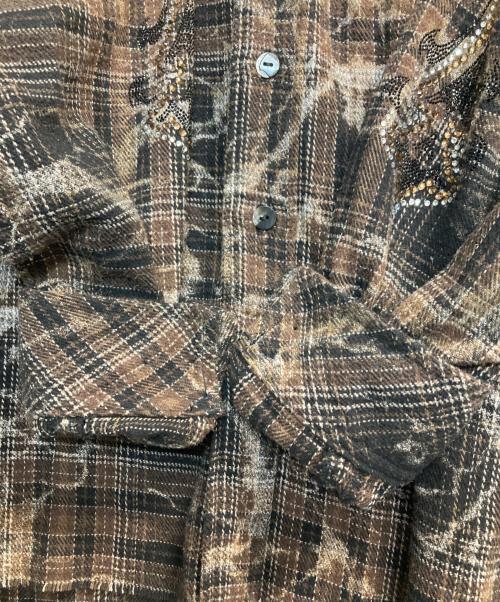 SUPPLIER（サプライヤー）SUPPLIER (サプライヤー) Cross Rhinestone Check Shirts ブラウン サイズ:Ｍの古着・服飾アイテム