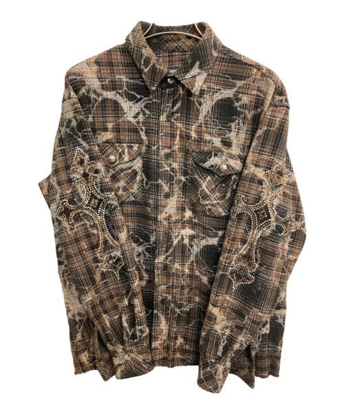 SUPPLIER（サプライヤー）SUPPLIER (サプライヤー) Cross Rhinestone Check Shirts ブラウン サイズ:Ｍの古着・服飾アイテム
