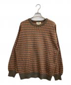 ciatreシアター）の古着「cross knit sweater」｜カーキ