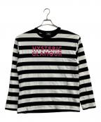 Hysteric Glamourヒステリックグラマー）の古着「ロゴボーダーカットソー」｜ブラック×ホワイト