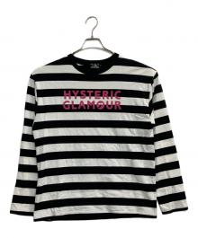 Hysteric Glamour（ヒステリックグラマー）の古着「ロゴボーダーカットソー」｜ブラック×ホワイト