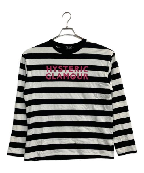 Hysteric Glamour（ヒステリックグラマー）Hysteric Glamour (ヒステリックグラマー) ロゴボーダーカットソー ブラック×ホワイト サイズ:Ｍの古着・服飾アイテム