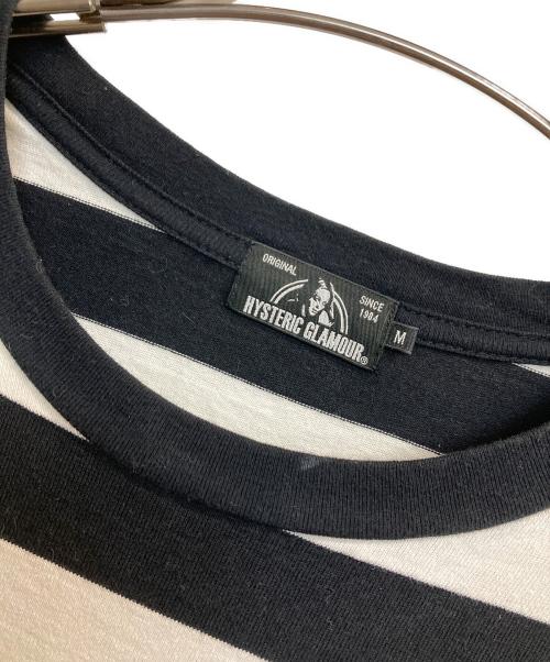 Hysteric Glamour（ヒステリックグラマー）Hysteric Glamour (ヒステリックグラマー) ロゴボーダーカットソー ブラック×ホワイト サイズ:Ｍの古着・服飾アイテム