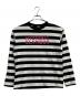 Hysteric Glamour（ヒステリックグラマー）の古着「ロゴボーダーカットソー」｜ブラック×ホワイト