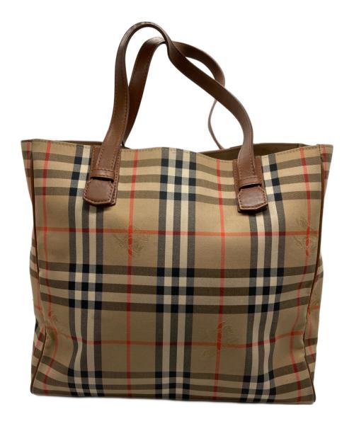 Burberry's（バーバリーズ）Burberry's (バーバリーズ) ノヴァチェックハンドトートバッグ ブラウン×ベージュの古着・服飾アイテム