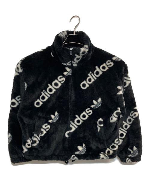 adidas（アディダス）adidas (アディダス) ロゴフェイクファージャケット ブラック×ホワイト サイズ:ＸＳの古着・服飾アイテム
