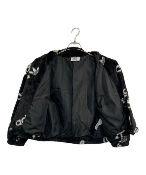 adidas（アディダス）adidas (アディダス) ロゴフェイクファージャケット ブラック×ホワイト サイズ:ＸＳの古着・服飾アイテム