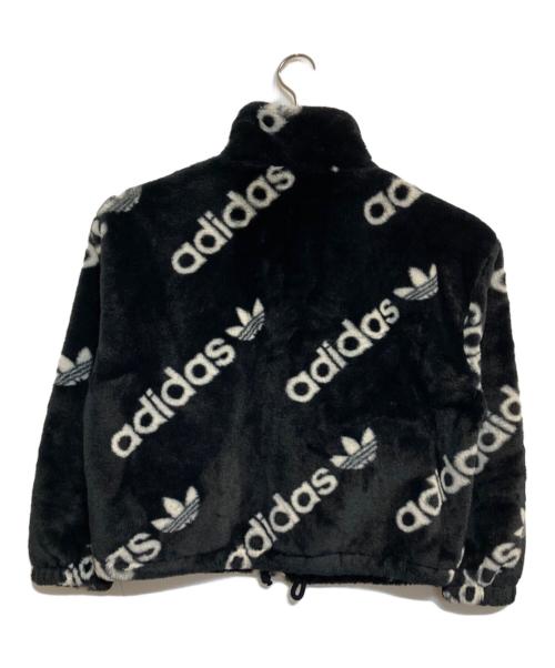 adidas（アディダス）adidas (アディダス) ロゴフェイクファージャケット ブラック×ホワイト サイズ:ＸＳの古着・服飾アイテム
