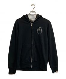 A BATHING APE（アベイシングエイプ）の古着「ダブルジップラインストーンサルパーカー」｜ブラック