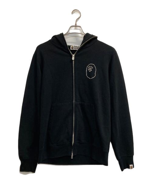 A BATHING APE（アベイシングエイプ）A BATHING APE (アベイシングエイプ) ダブルジップラインストーンサルパーカー ブラック サイズ:Lの古着・服飾アイテム
