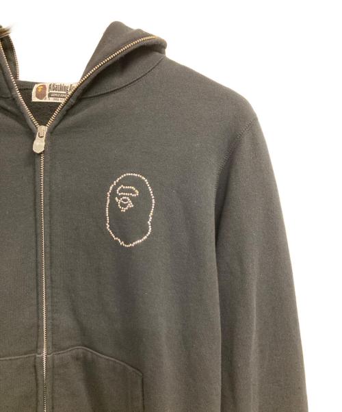 A BATHING APE（アベイシングエイプ）A BATHING APE (アベイシングエイプ) ダブルジップラインストーンサルパーカー ブラック サイズ:Lの古着・服飾アイテム
