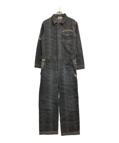 絡繰魂（カラクリダマシイ）絡繰魂 (カラクリダマシイ) 刺繍デザインつなぎ グレー サイズ:Ⅼの古着・服飾アイテム