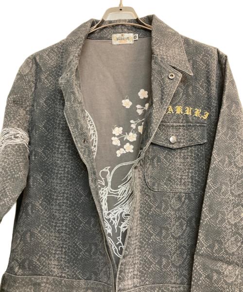 絡繰魂（カラクリダマシイ）絡繰魂 (カラクリダマシイ) 刺繍デザインつなぎ グレー サイズ:Ⅼの古着・服飾アイテム