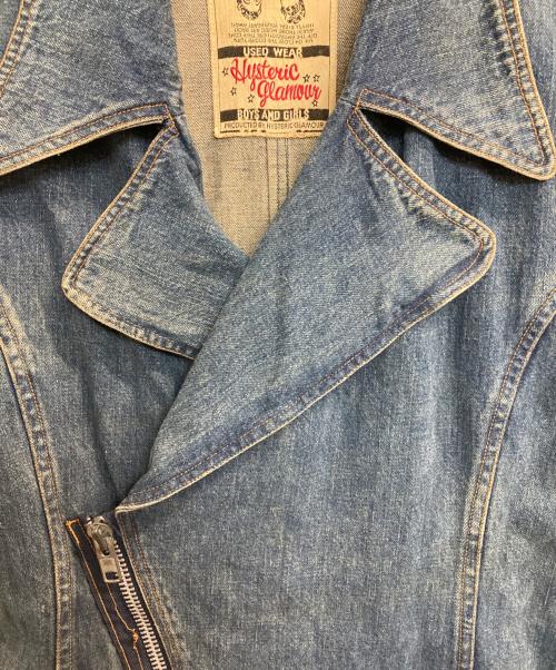 Hysteric Glamour（ヒステリックグラマー）Hysteric Glamour (ヒステリックグラマー) デザインデニムライダースジャケット インディゴ サイズ:ＦＲＥＥの古着・服飾アイテム