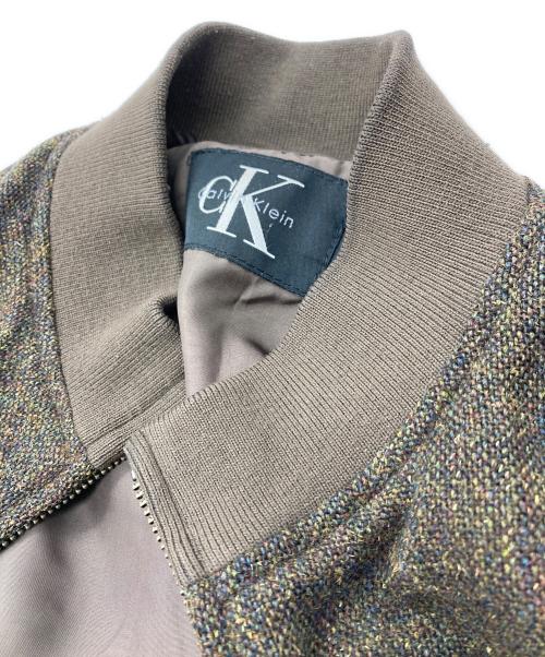 Calvin Klein（カルバンクライン）Calvin Klein (カルバンクライン) ウールツイードブルゾン カーキ サイズ:Ｌの古着・服飾アイテム