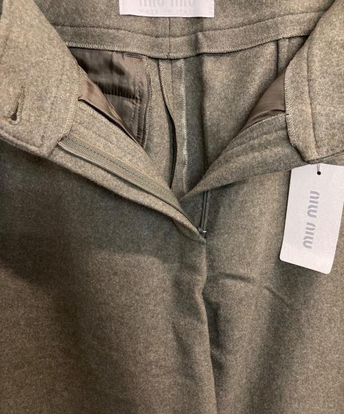 MIU MIU（ミュウミュウ）MIU MIU (ミュウミュウ) ワイドウールパンツ グリーン サイズ:38の古着・服飾アイテム