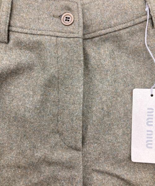 MIU MIU（ミュウミュウ）MIU MIU (ミュウミュウ) ワイドウールパンツ グリーン サイズ:38の古着・服飾アイテム