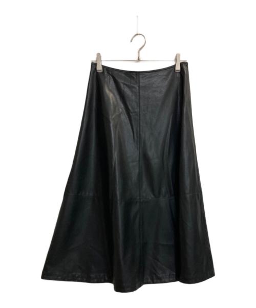 Spick and Span（スピック＆スパン）Spick and Span (スピック＆スパン) フェイクレザーフレアスカート ブラック サイズ:記載なしの古着・服飾アイテム