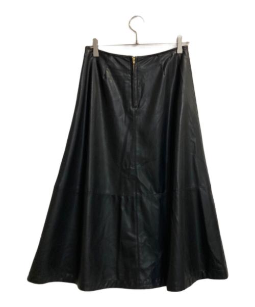 Spick and Span（スピック＆スパン）Spick and Span (スピック＆スパン) フェイクレザーフレアスカート ブラック サイズ:記載なしの古着・服飾アイテム