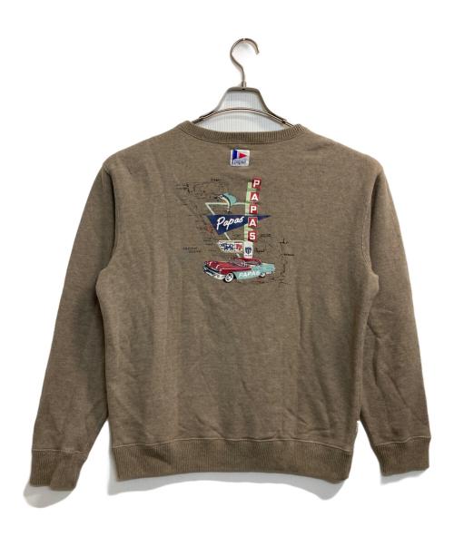 PAPAS（パパス）PAPAS (パパス) ヘンリーネックスウェット ブラウン サイズ:48の古着・服飾アイテム