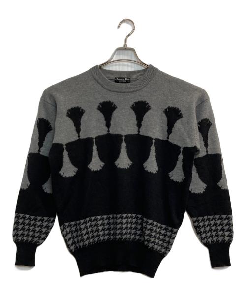 Christian Dior MONSIEUR（クリスチャンディオールムッシュ）Christian Dior MONSIEUR (クリスチャンディオールムッシュ) 千鳥柄ニット ブラック×グレー サイズ:Ｍの古着・服飾アイテム