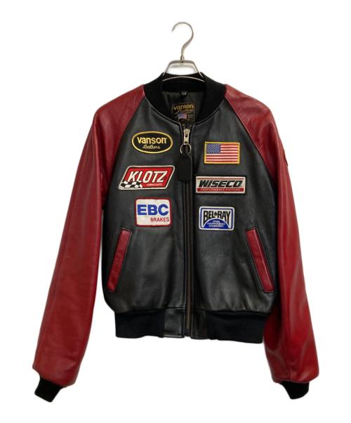 VANSON（バンソン）VANSON (バンソン) レーシングレザージャケット ブラック×レッド サイズ:38の古着・服飾アイテム