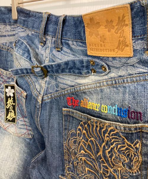 DIVINE RETRIBUTION（ディヴァイン レトゥリビューション）DIVINE RETRIBUTION (ディヴァイン レトゥリビューション) 抜刀娘デニムパンツ インディゴ サイズ:34(W34)の古着・服飾アイテム