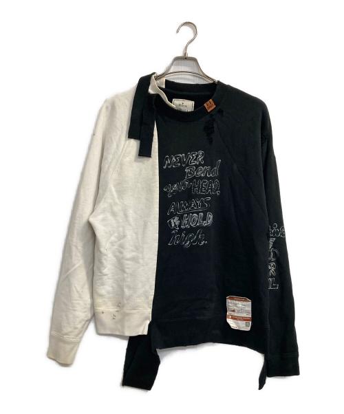 Maison MIHARA YASUHIRO（メゾン ミハラ ヤスヒロ）Maison MIHARA YASUHIRO (メゾン ミハラ ヤスヒロ) ドッキングダメージスウェット ブラック×ホワイト サイズ:46の古着・服飾アイテム