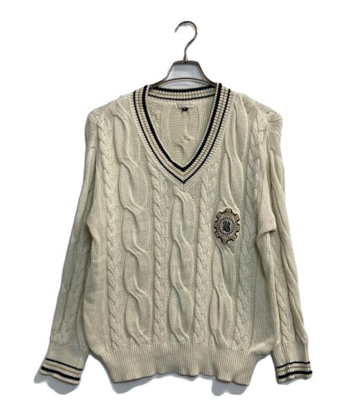 Burberry's（バーバリーズ）Burberry's (バーバリーズ) ワッペンVネックケーブルニット ホワイト サイズ:ＦＲＥＥの古着・服飾アイテム