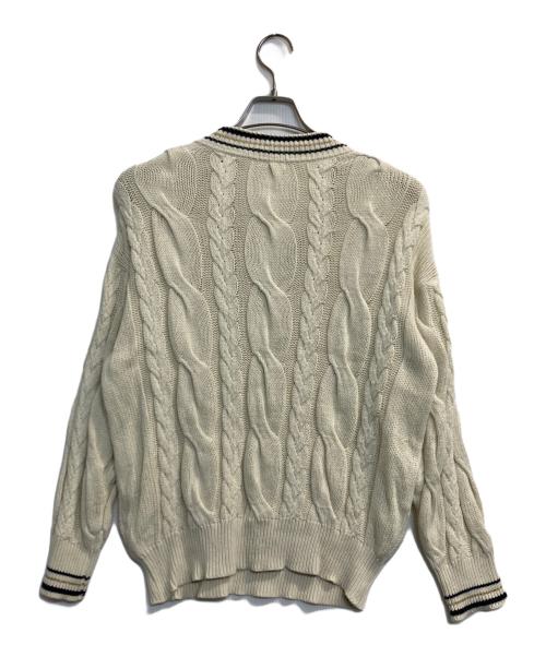 Burberry's（バーバリーズ）Burberry's (バーバリーズ) ワッペンVネックケーブルニット ホワイト サイズ:ＦＲＥＥの古着・服飾アイテム