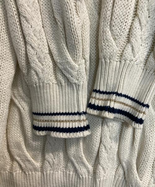 Burberry's（バーバリーズ）Burberry's (バーバリーズ) ワッペンVネックケーブルニット ホワイト サイズ:ＦＲＥＥの古着・服飾アイテム