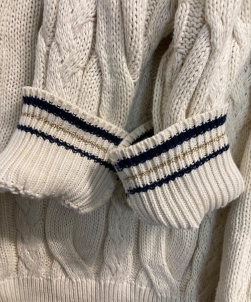 Burberry's（バーバリーズ）Burberry's (バーバリーズ) ワッペンVネックケーブルニット ホワイト サイズ:ＦＲＥＥの古着・服飾アイテム