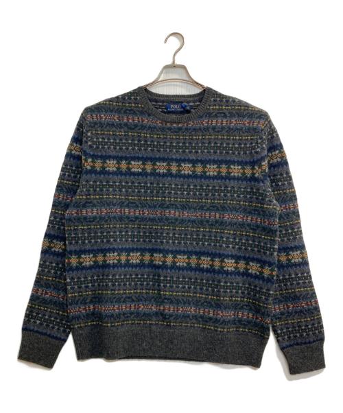 POLO RALPH LAUREN（ポロ・ラルフローレン）POLO RALPH LAUREN (ポロ・ラルフローレン) フェアアイルセーター ネイビー×グレー サイズ:ＸＬ 未使用品の古着・服飾アイテム