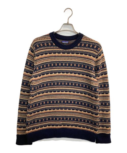 Patagonia（パタゴニア）Patagonia (パタゴニア) メンズ・リサイクル・ウールブレンド・セーター ベージュ×ネイビー サイズ:Ｍの古着・服飾アイテム