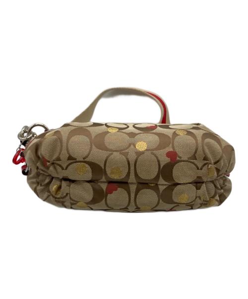 COACH（コーチ）COACH (コーチ) ハートシグネチャー2wayバッグ レッド×ブラウンの古着・服飾アイテム