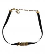 Diorディオール）の古着「JADIOR/ゴールドロゴプレートチョーカー」｜ゴールド×ブラック