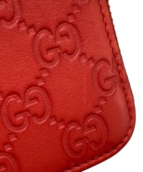 GUCCI（グッチ）GUCCI (グッチ) グッチシマラウンドジップウォレット レッドの古着・服飾アイテム