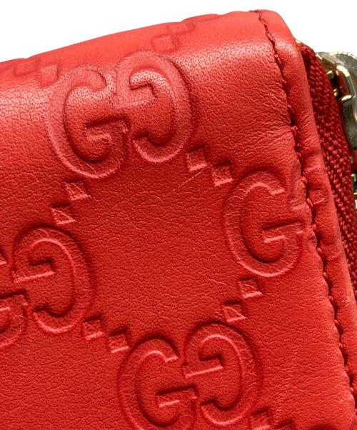 GUCCI（グッチ）GUCCI (グッチ) グッチシマラウンドジップウォレット レッドの古着・服飾アイテム